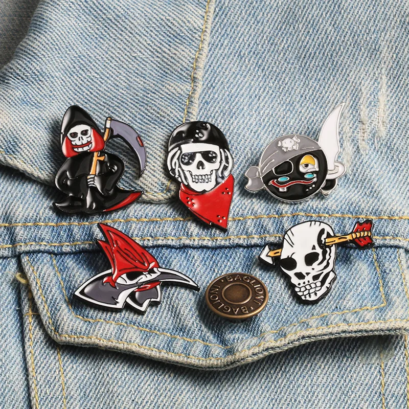 Горячая Распродажа темно-черная брошь эмалированная булавка в форме головы