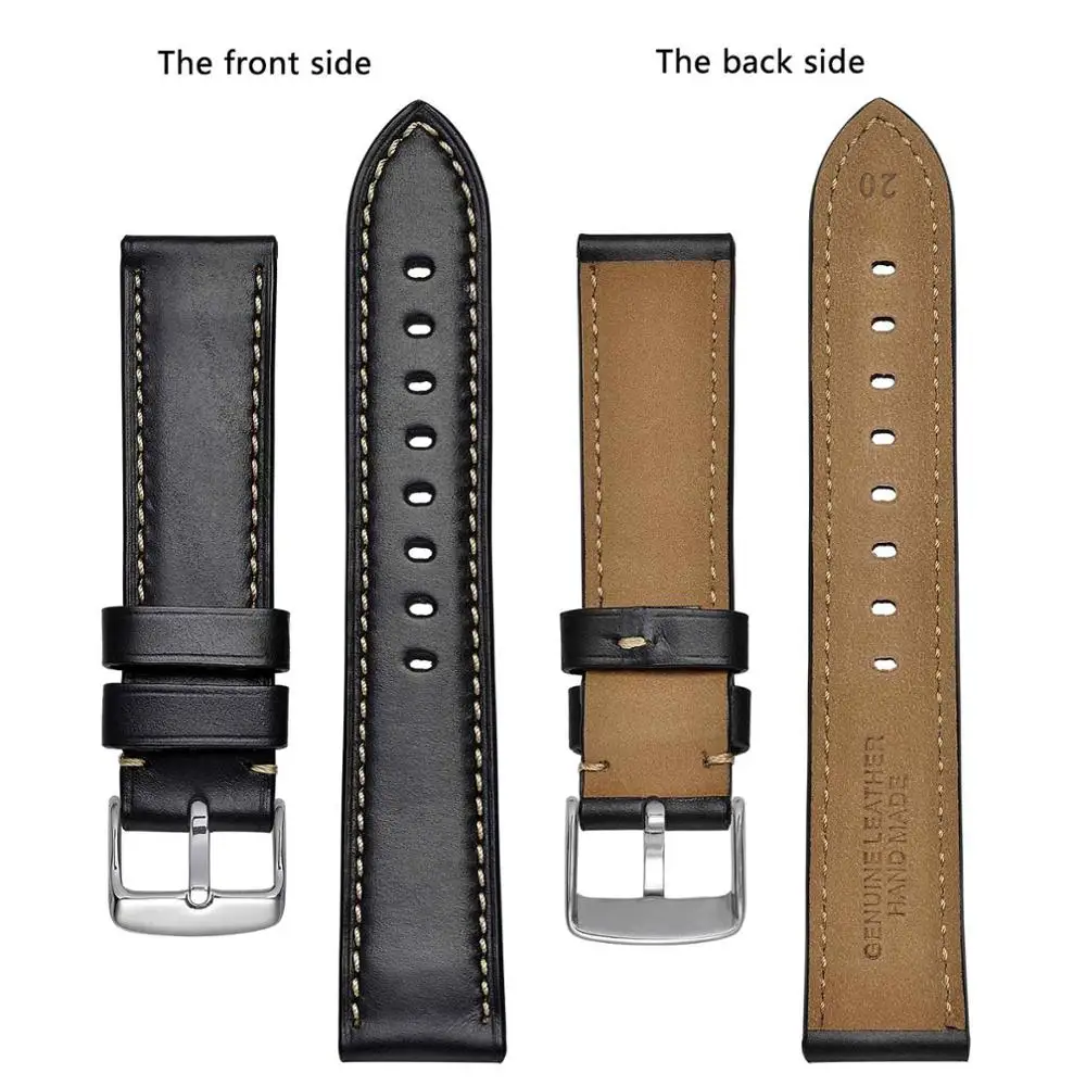 BISONSTRAP Horween Leather Watch Band 18mm 19mm 20mm 21mm 22mm 23mm 24mm Calfskin Watch Strap Quick Release Watch Accessories