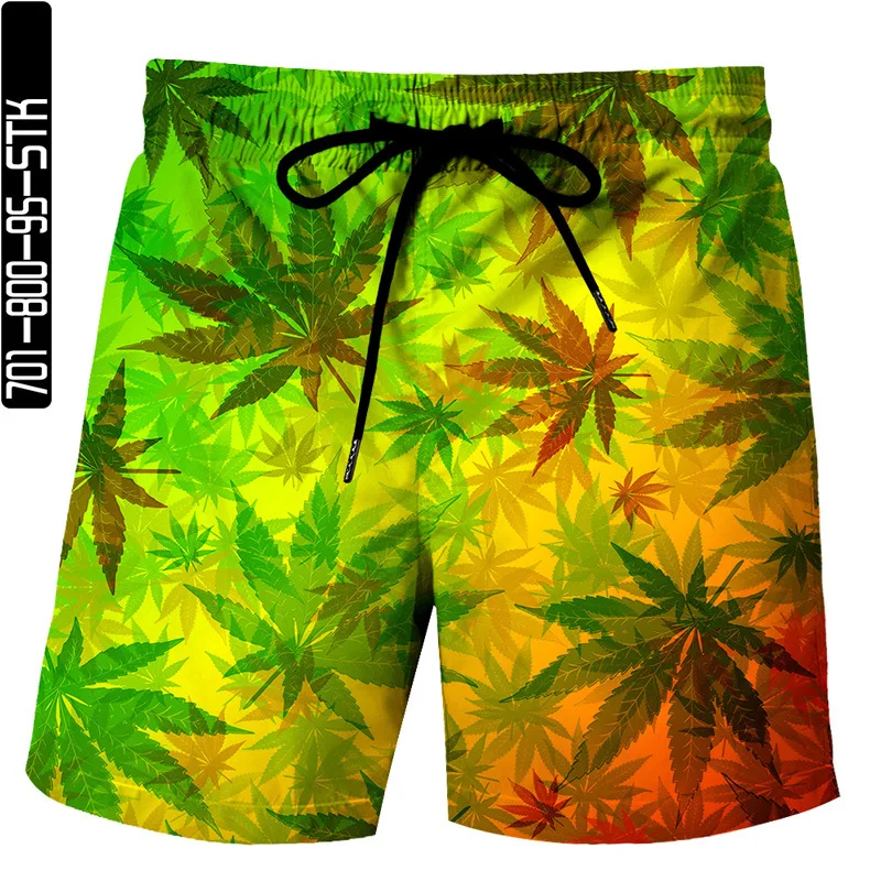 

2021 spring/summer plant pattern 3D printed shorts summer loose beach pants fashion casual shorts men