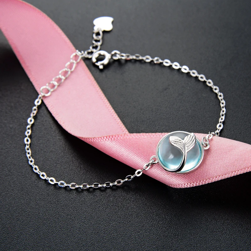 Простой женский браслет с сапфировым камнем для вечерние милый из настоящего