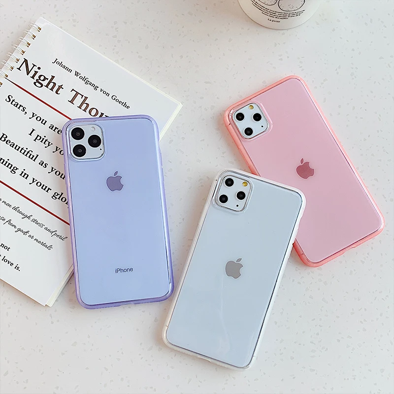 

Cute Transparent Shockproof Phone Case for IPhone 11 Pro XS Max 6 6S 7 8 Plus X XR Cases Clear Candy Color Soft Silicone Cover