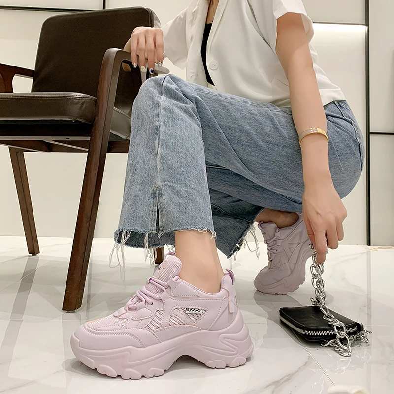 

High Platform Sneakers Women Shoes Vulcanized Shoes Fashion Thick Sole Sneakers Women Candy Colors Chunky Trainers 2021