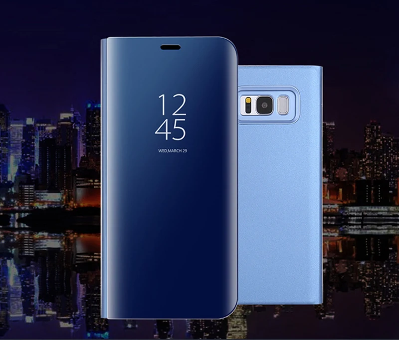 Умный зеркальный флип-чехол для телефона для samsung Galaxy S10E S9 S8 S10 плюс S7 край пленка для экрана с четким изображением A3 A5 A7 J3 J5 J7 A6 A8 PU чехол s
