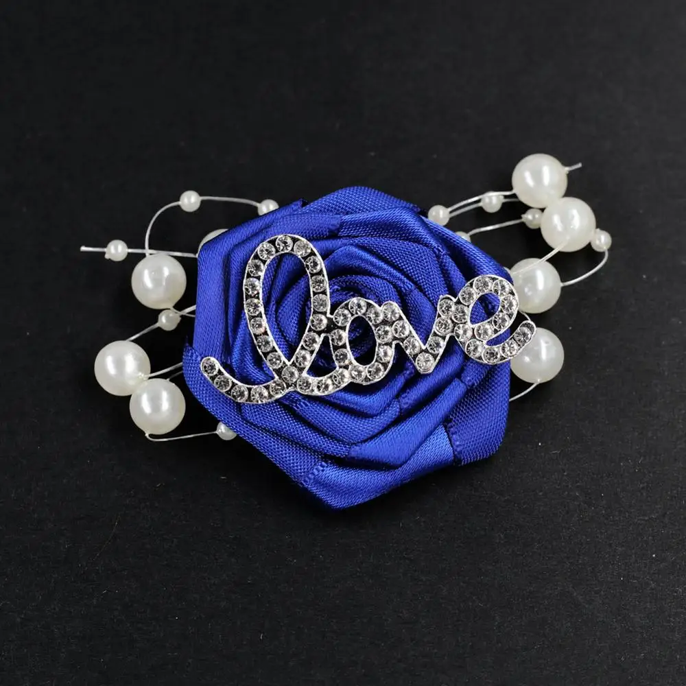 

Wedding Boutonnieres For Men Love Diamond Groom Buttonhole Rose Flower Corsage Pins Beaded Boutonniere Mariage Homme Brooch H520