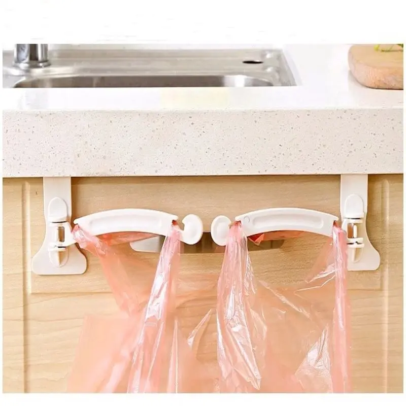 

2Pair Foldable Creative Hanging Trash Rubbish Bag Holder Garbage Rack Cupboard Cabinet Storage Hanger for kitchen