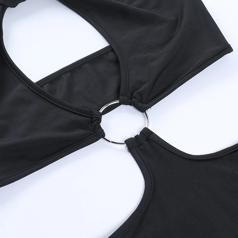 Forefair сексуальное облегающее платье с воротником-хомутом женское летнее ажурное