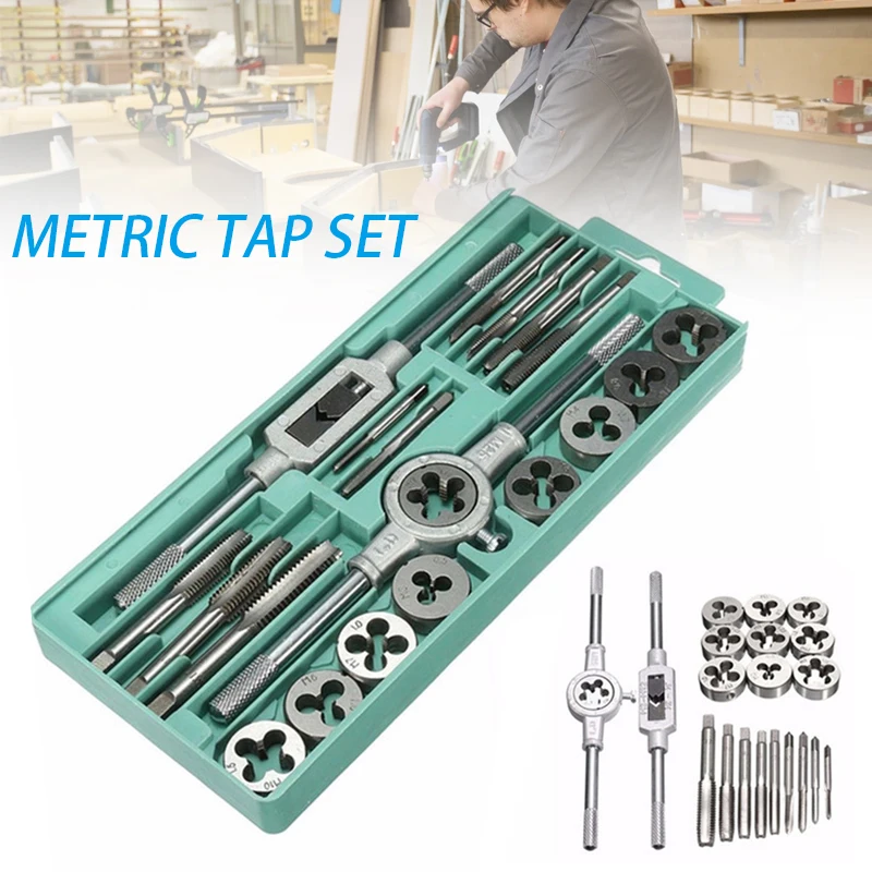 

20Pcs High Speed Steel Screw Thread Metric Spiral Hand Plug Tap Drill Bits Set QP2