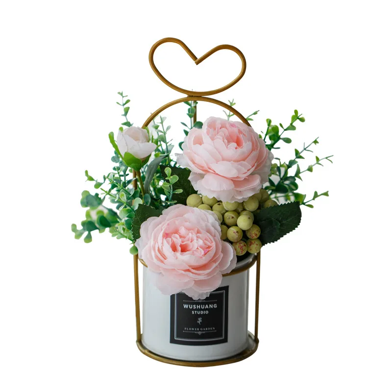 

Artificial Flowers Fake Rose Silk Bouquet Plastic Flower Arrangements Decoration Table Centerpieces for Home Party Wedding