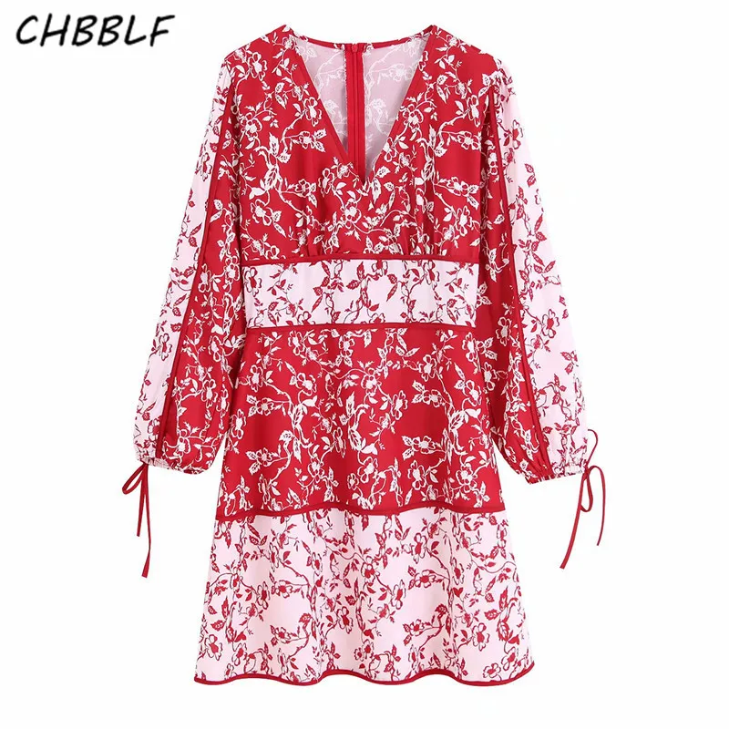 CHBBLF женское элегантное Полосатое мини платье с длинным рукавом и v образным