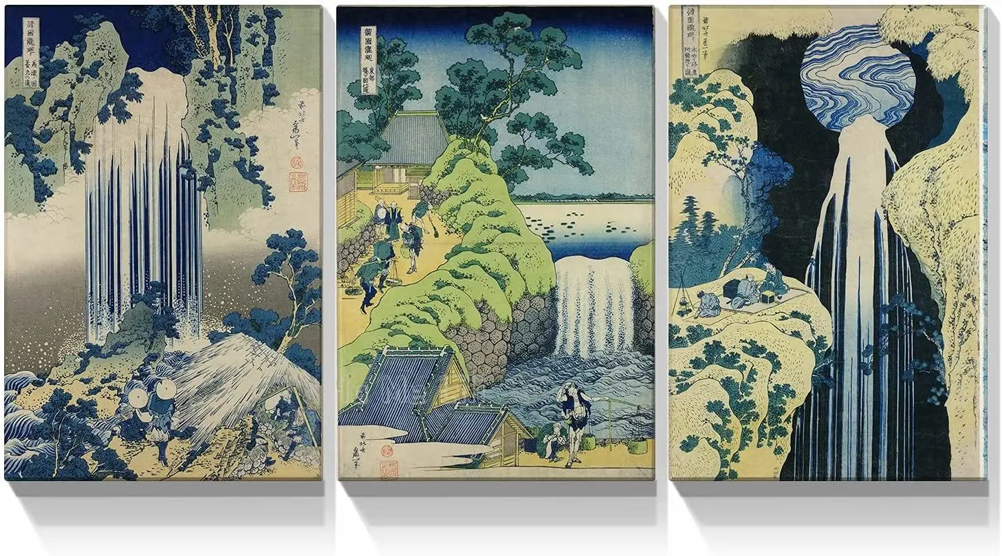 

Japanese Painting Oil Painting Wall Art Decoration 3 Landscape Triptych Painting Room
