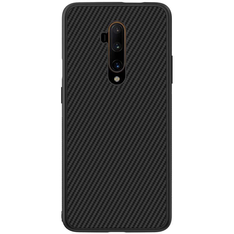 black Для Oneplus 7T Pro задняя крышка чехол NILLKIN клетчатый синтетический карбоновый чехол для телефона бампер чехол для Oneplus 7T Pro - Цвет: black
