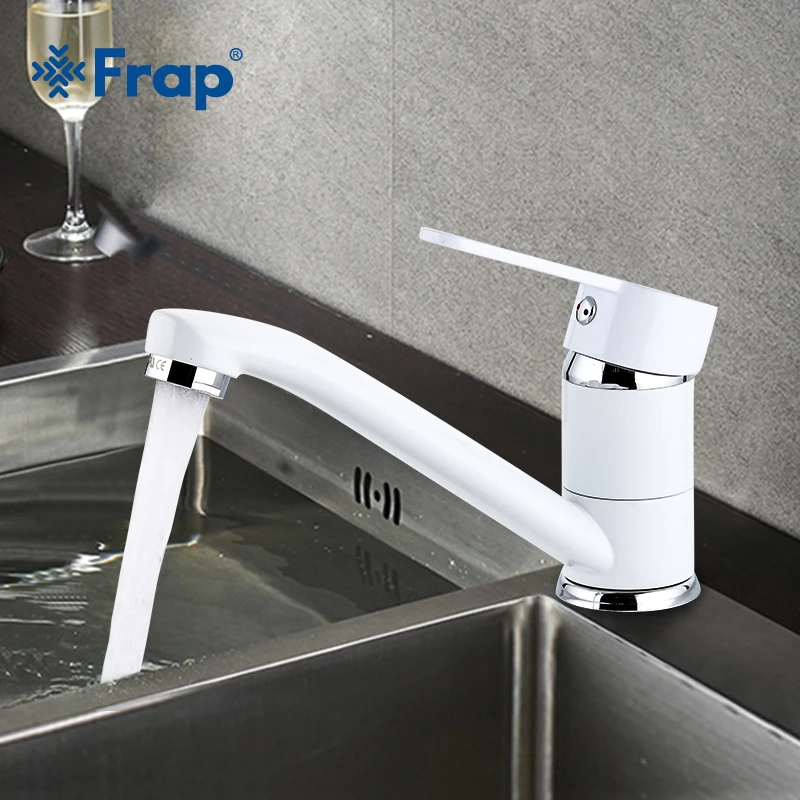 

Кухонный Смеситель Frap F4541, белый смеситель для холодной и горячей воды на раковину, вращающийся на 360 градусов кран с одним отверстием