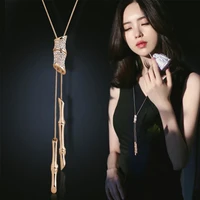 full rhinestone tassel long pendant necklace women fashion sweater jewelry accessories necklace women
