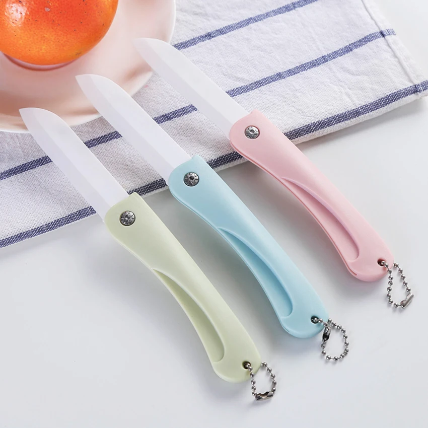 Портативный Керамический складной нож для чистки овощей и фруктов с цепью резки