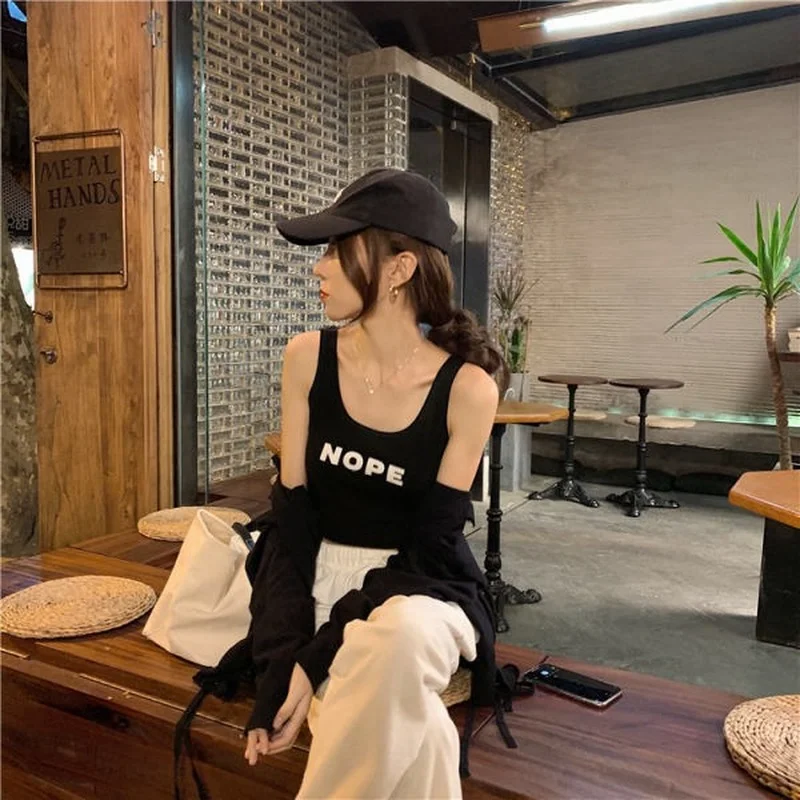 

Tanks Women Letter Sexy Slim Crop Top Summer Basic Hip Hop All-match Fashion Ladies BF Elasticity Soft Design Streetwear College