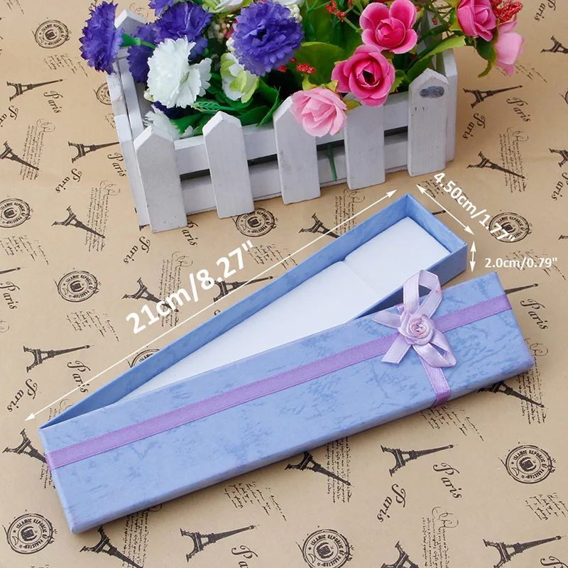 

95AB 5Pcs Long Jewellery Display Gift Boxes with Bow for Necklace/Bracelet/Watch Case