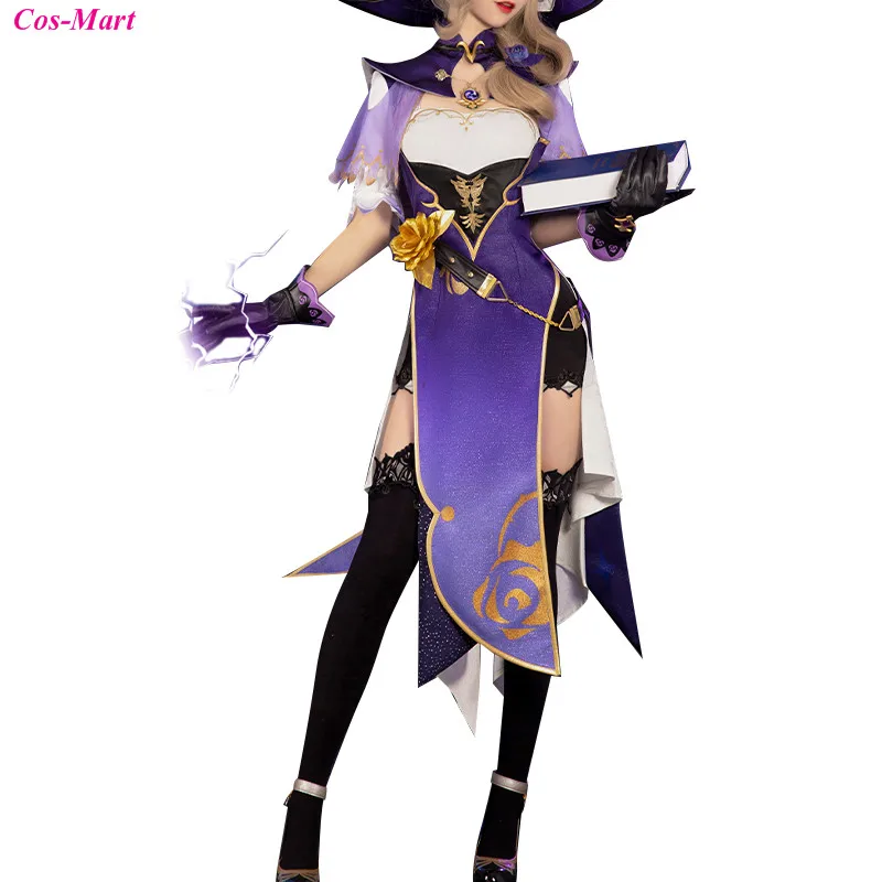 Костюм для косплея Cos-Mart Game Genshin Impact Lisa модная фиолетовая Боевая форма женское