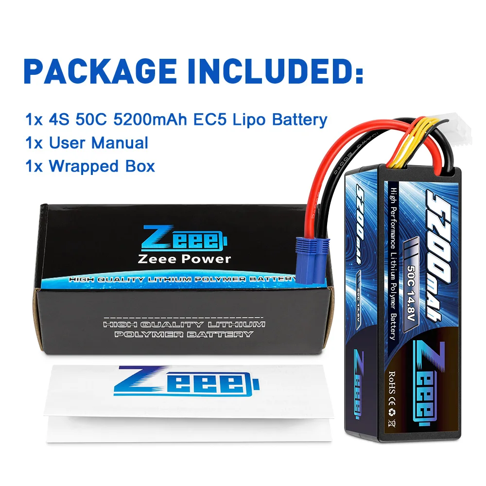 аккумулятор zeee 4s 148 в 5200 мач 50c lipo с раз