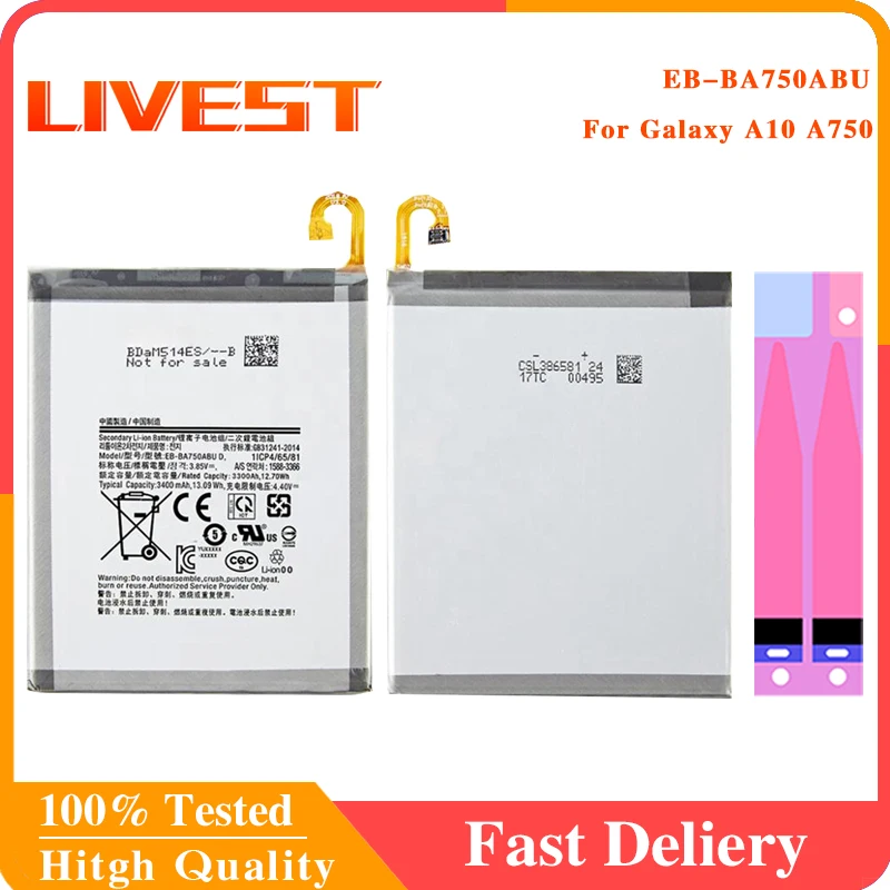 

100% Original Phone Battery EB-BA750ABU For Samsung Galaxy A750 A730 A7 2018 A105 A10 A750F A730F 3300mAh Bateria Replacement