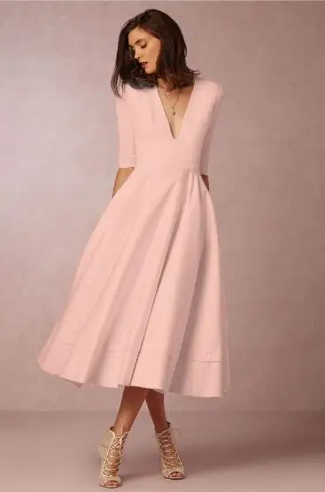 pink dress Длинный Слип Глубокий V Образным Вырезом Глубокий Вырез Платье Простой Одноцветный Сплошной Цвет Больше Плюс Сайз Платье Для Женщина 4xl 5xl 6xl Элегантный Утонченный Вечеринка Оборки Подол Платье Миди Высокая Талия - Цвет: pink dress
