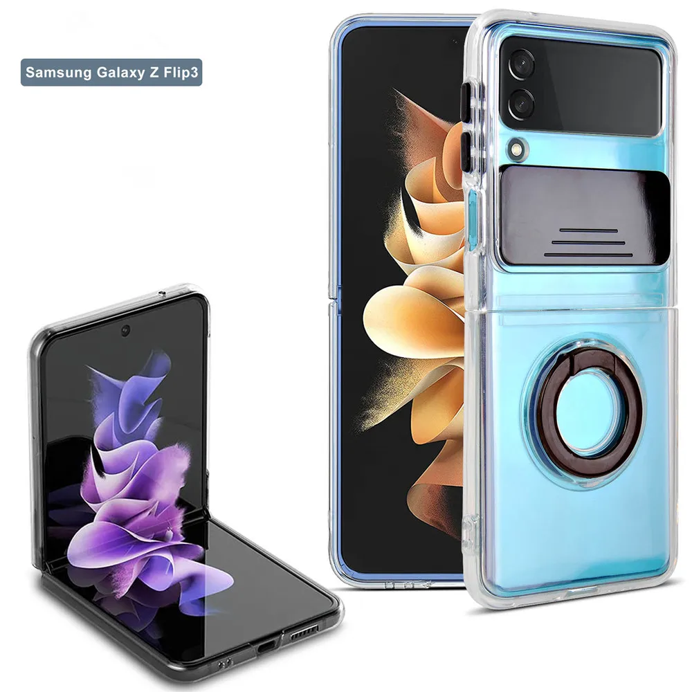 

Clear Soft TPU Slide Lens Protective Case For Samsung Galaxy Z Flip 3 Z Fold 3 A13 A33 A53 A73 A72 A52 A32 A12 S22 S21 Ring Case
