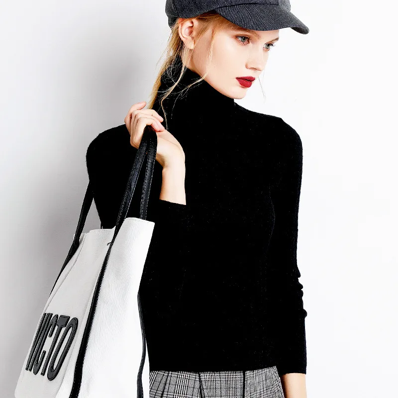 

New Style for Autumn and Winter Cashmere Turtleneck Sweater Women Pullover Short Slim Bottoming Shirt