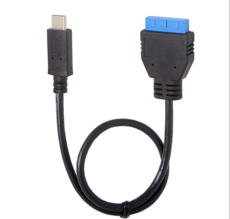 

USB 3.1 Type-C USB-C Male Single Port to USB 3.0 Motherboard 19Pin 20Pin Header Adapter Cable Converter 50cm Black