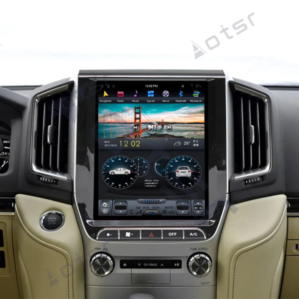 12 дюймовый автомобильный DVD-плеер N0 на Android 9 0 в стиле Tesla с GPS-навигацией для Toyota Land