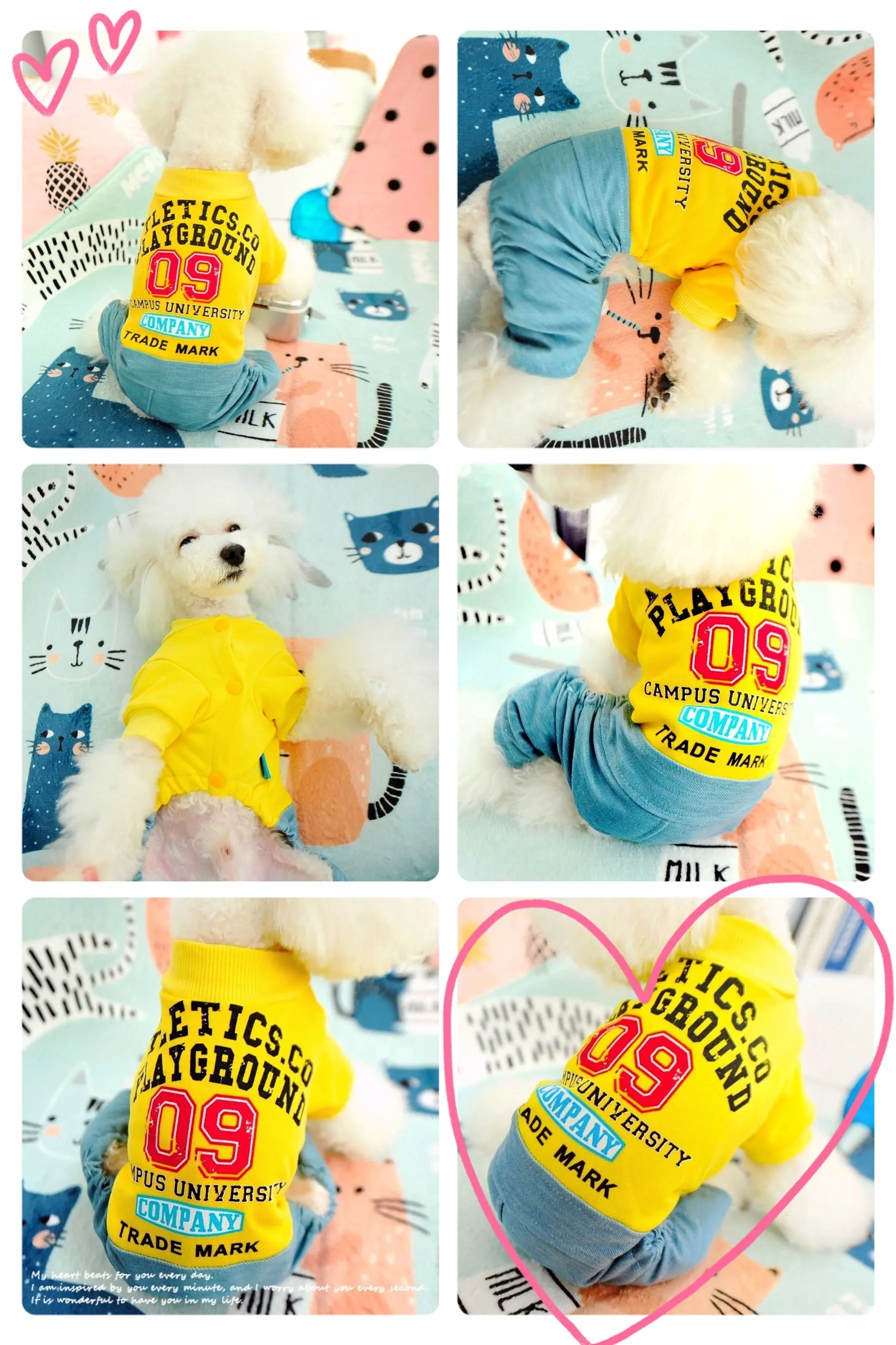 Милые джинсовые комбинезон для собак пижама сезон осень зима Флисовая куртка