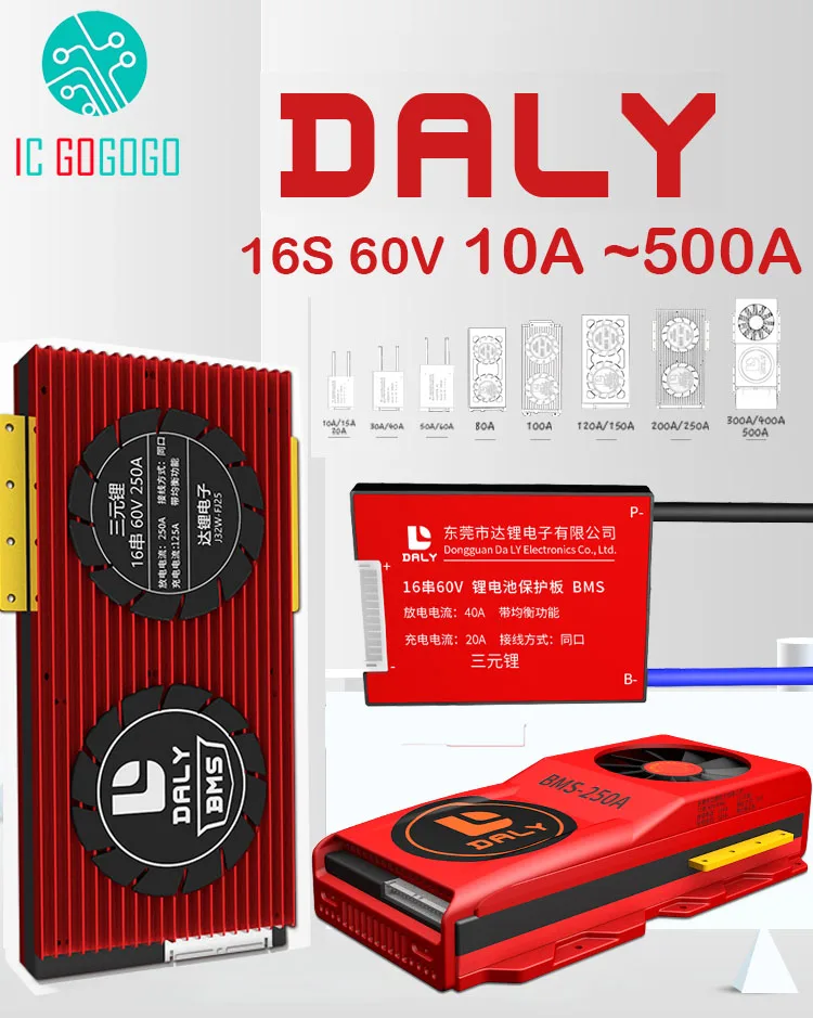 

Защитная плата литий-ионного аккумулятора DALY 16S 60 в, балансировочная Зарядка для электровелосипеда 18650 Lipo BMS 15A 30A 50A 60A 80A 100A 200A