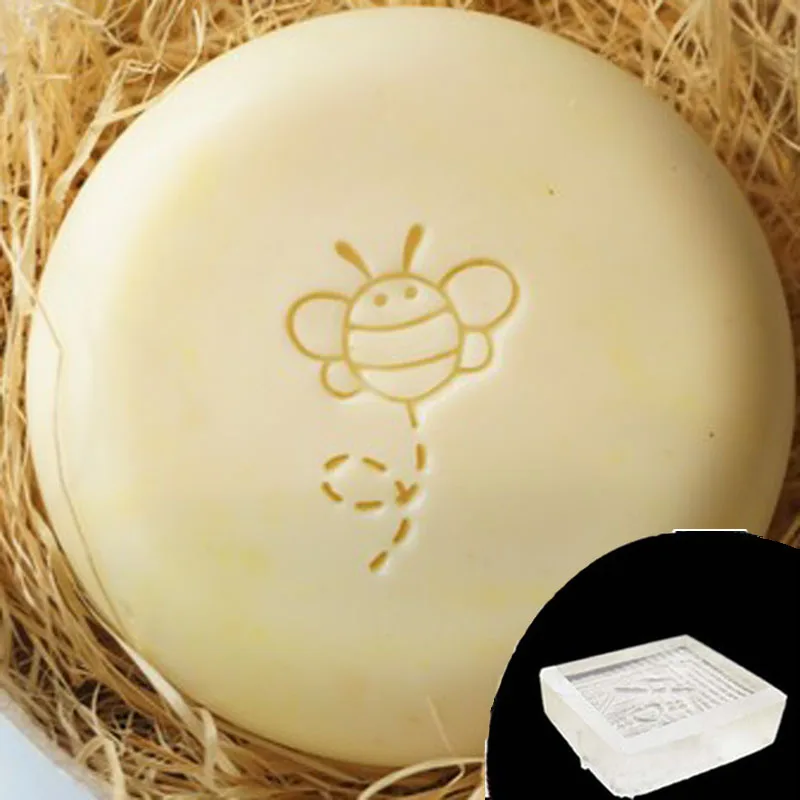 

Cute Bee Honeybee pattern soap stamp mold chapter natural handmade seal 3cm Acrylic Mini DIY Soap Stamp Chapter