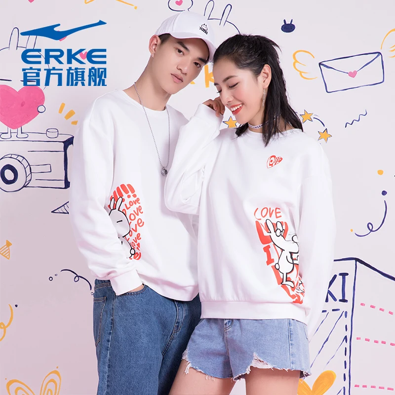 

[Название кролика] Hongxing Erke весенний спортивный свитер для мужчин и женщин Свободный пуловер с принтом