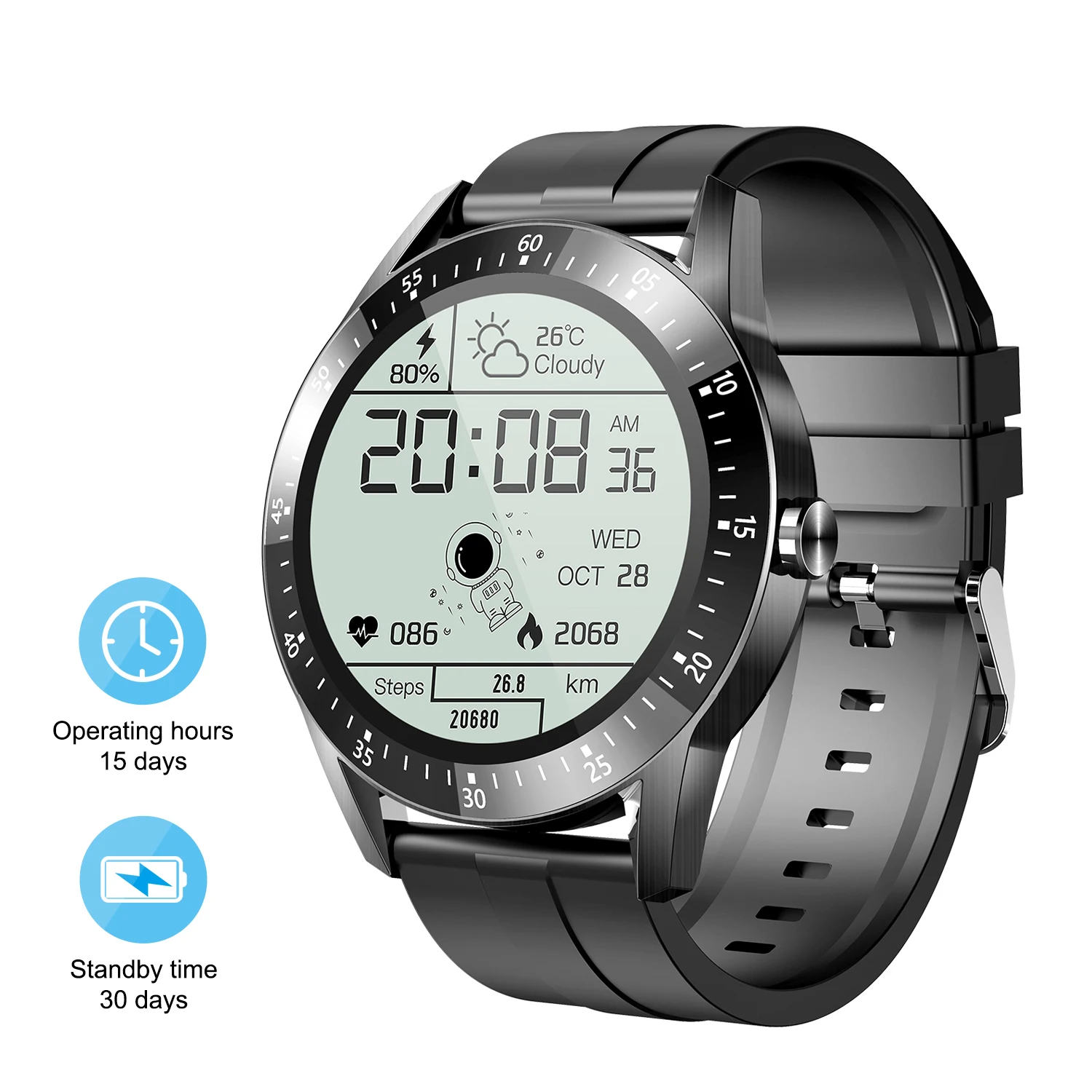 15 дней долгий срок службы батареи Смарт часы для мужчин полный сенсорный экран