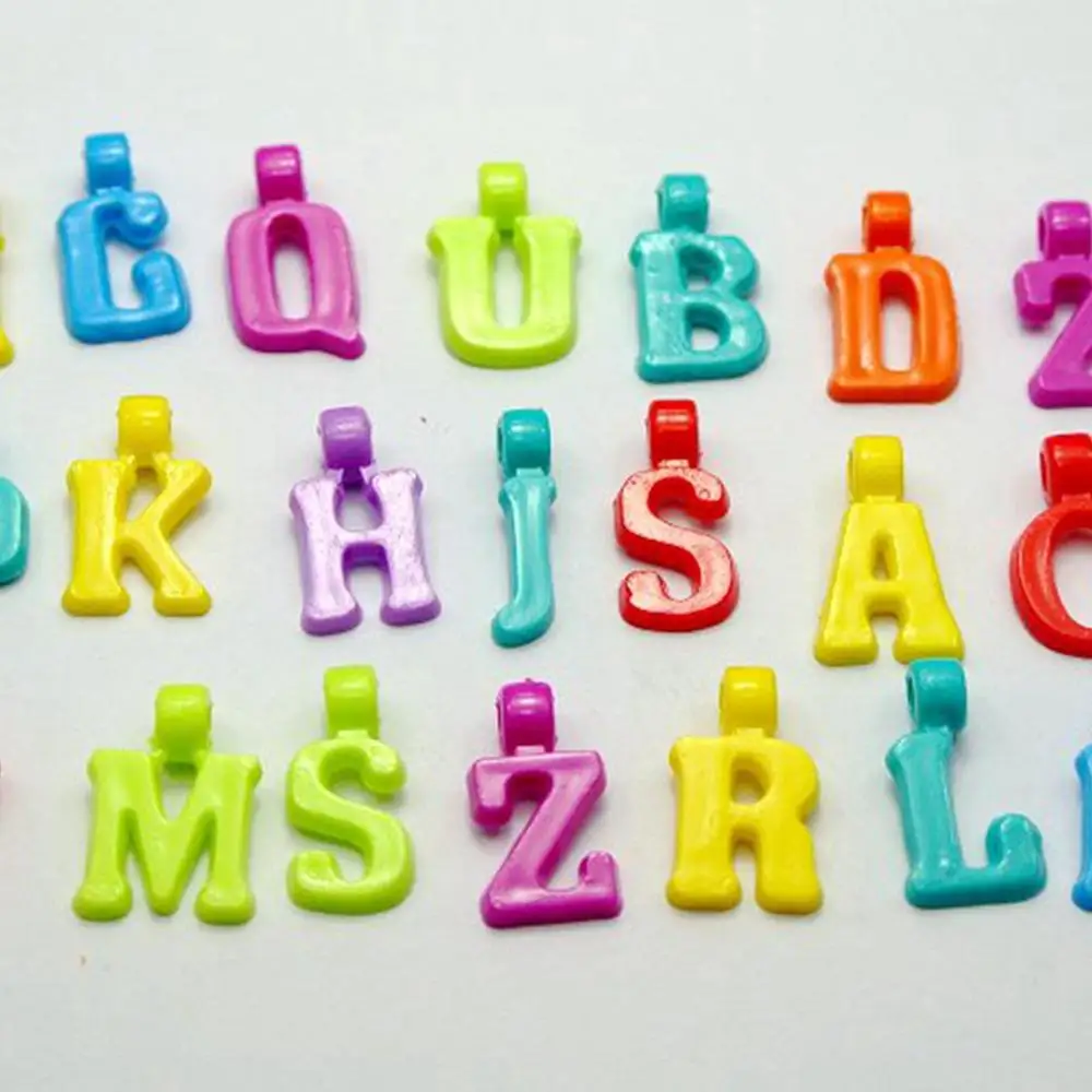 

200 Assorted Colorful Acrylic Alphabet Letter Charm Pendants 17mm