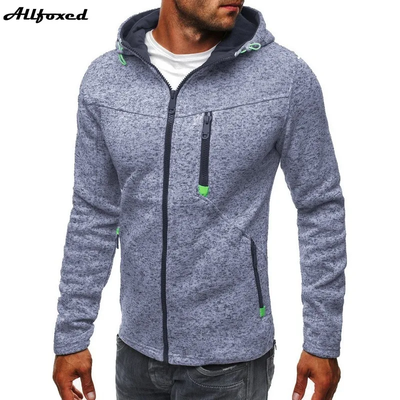 

Men's Zipper Coat 2021 Autumn and Spring Hooded Jackets Sweatshirts Long Sleeve Male Tracksuit Pullover Pure Color Outerwear