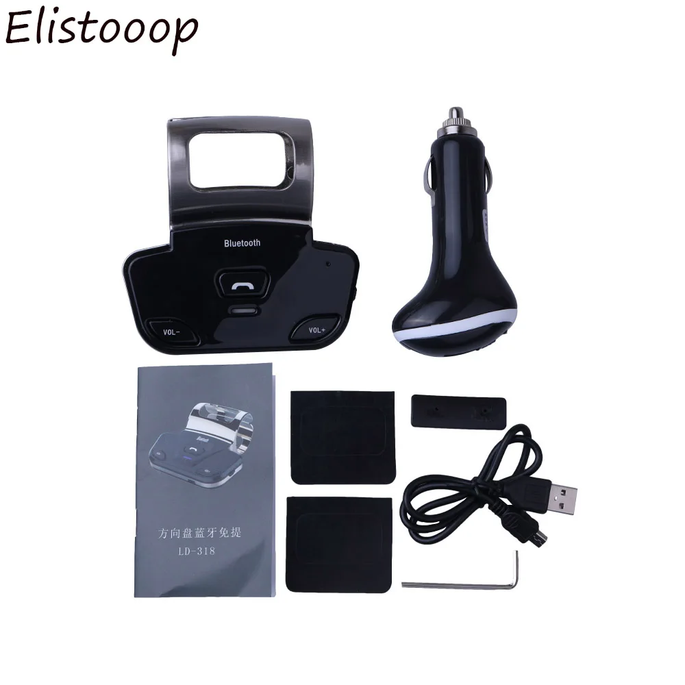 Elistoooop, Bluetooth, автомобильный комплект, громкая связь, Автомобильный руль, беспроводной, Bluetooth, громкая связь, автомобильное зарядное устройство для iPhone, xiaomi, Новинка