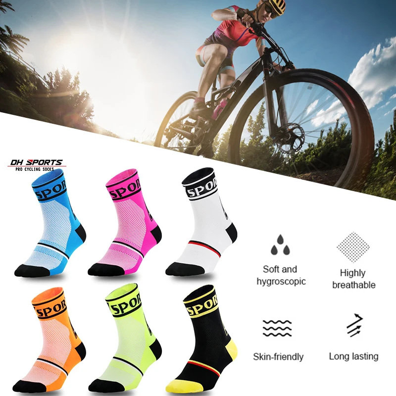 

Носки велосипедные компрессионные для мужчин и женщин, Нескользящие, дышащие, для бега, баскетбола, спортивные для горных велосипедов