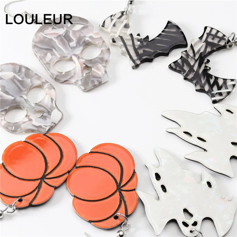 

2019 Halloween Acrylic Ghost Drop Earrings Fashion Simple Trendy Funny Cool Dangle Earrings Halloween Punk wholesale Jewelry