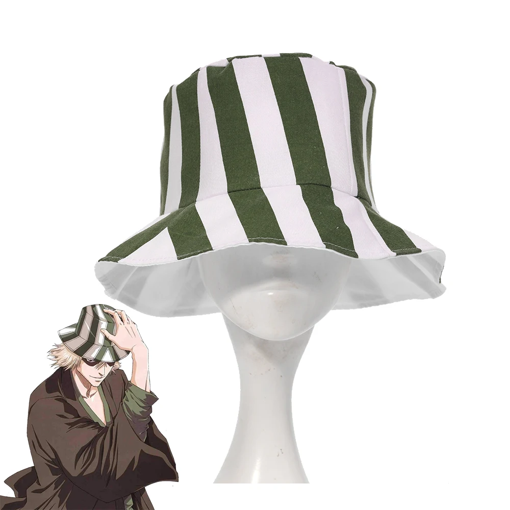 New Summerl Sunhat Anime Bleach Urahara Kisuke Cosplay Bucket Hat Unisex Fashion Stripes Sun Hats Baseball Cap