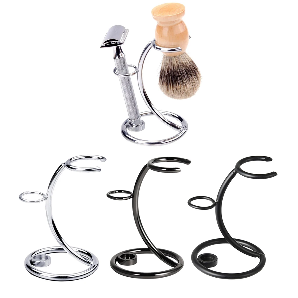 

Metal Mens Shaving Brush & Shaver Holder Shaving Set Kit Stand Holder for Home Bathroom Hotel Barbershop Shop Display