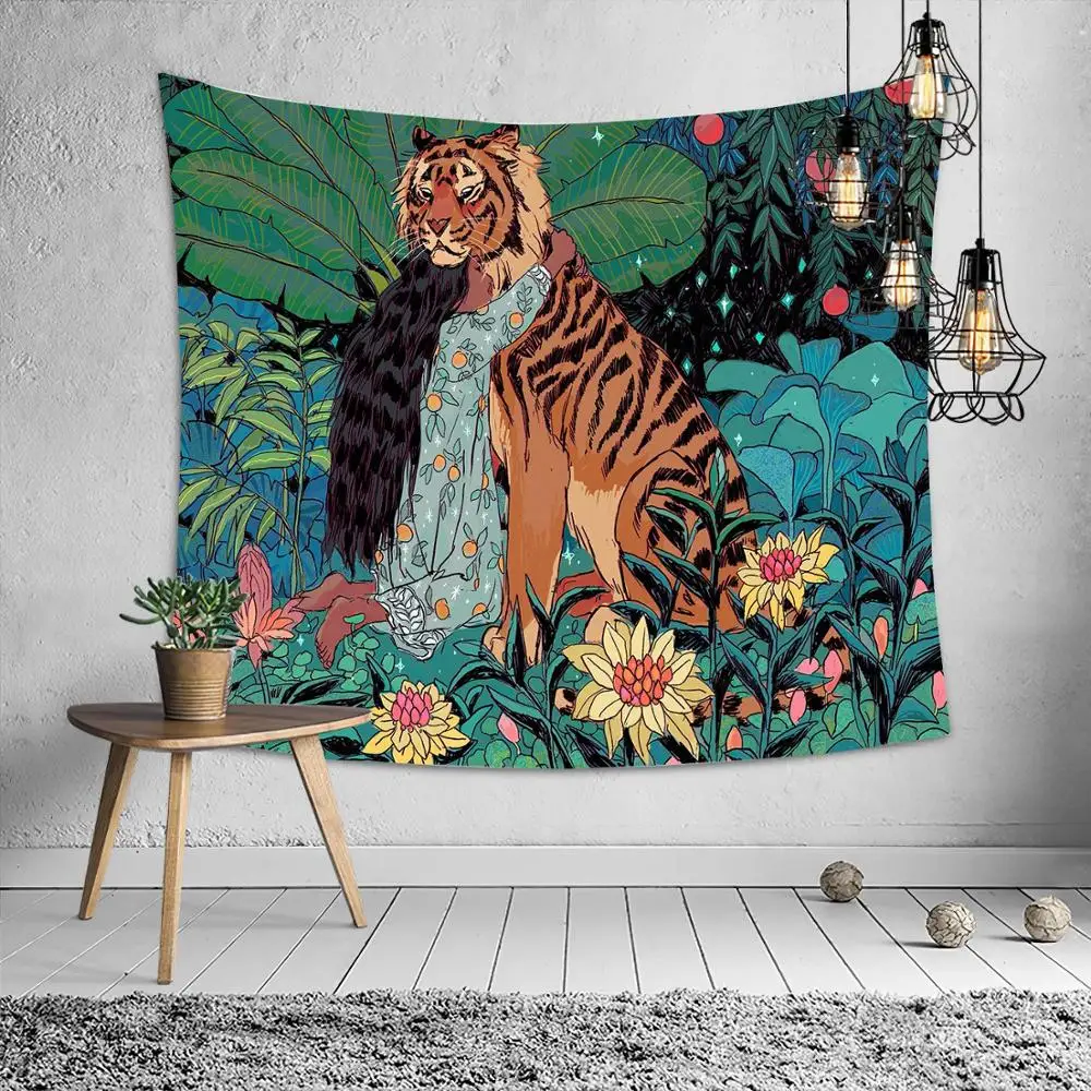 

Small Fresh Print Tapestry Houses Wall Hanging Living Room Bedroom Home Decor Background Tapestrise Couch Blanket Yoga Mat