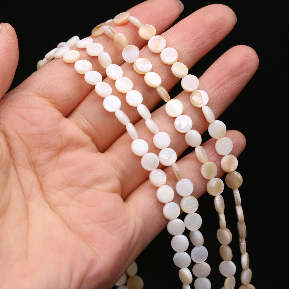 

6/8/9/10mm Natural Mother-of-pearl Beads Round Loose Disk Bead for Jewelry Making Diy Bracelet Necklace Crafts Accessories