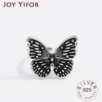 925 sterling silver new simple design vintage butterfly rings retro distressed opening handmade ring fashion fine jewelry