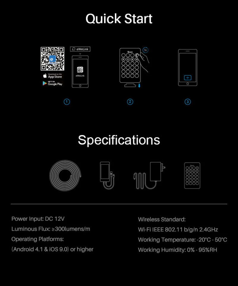 Интеллектуальный выключатель света SONOFF полосы умный светодиодный светильник с