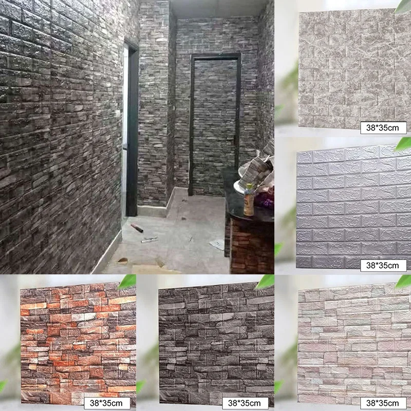 

1PC 35*38cm 3D PE Cotton Wall Sticker Wallpaper Brick Panels Peel Self Adhesive Bedroom For Living Room