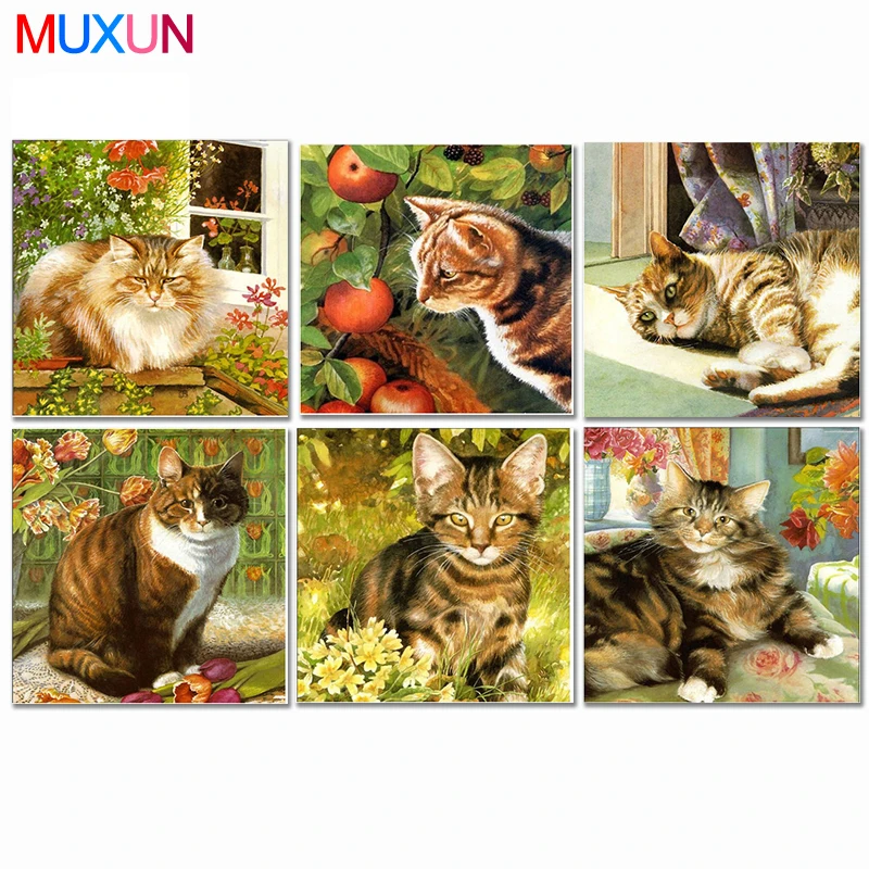 

5D Diy Crystal Diamond Embroidery Animals Cat Full Square 3D Diamond Paintings Lovely Cat Diamond Diamond Mosaic For Home Decor