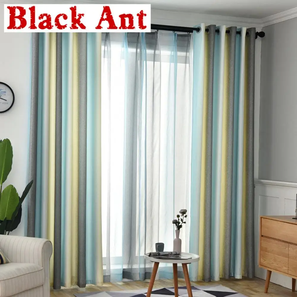 Современные полосатые занавески в скандинавском стиле с градиентом для спальни