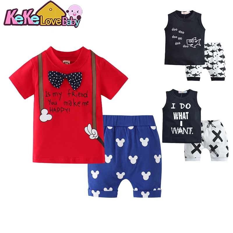 Newborn Baby Boy Clothes Set 2020 Summer Casual Kids Boys Clothes Gentleman Bow Tie T-shirts Shorts 2Pcs Cotton Baby Clothing