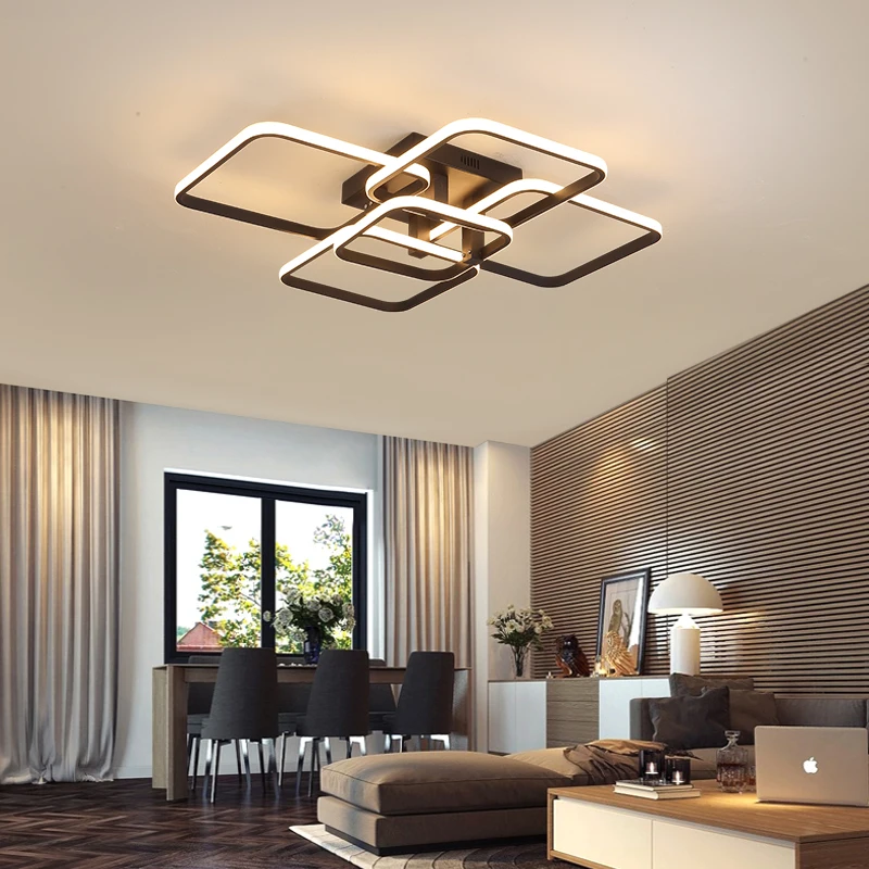 $44.40 TCY Rectangle Acrylic Aluminum Modern Led ceiling lights for living room bedroom White/Black Led Ceiling Lamp Fixtures AC85-265V