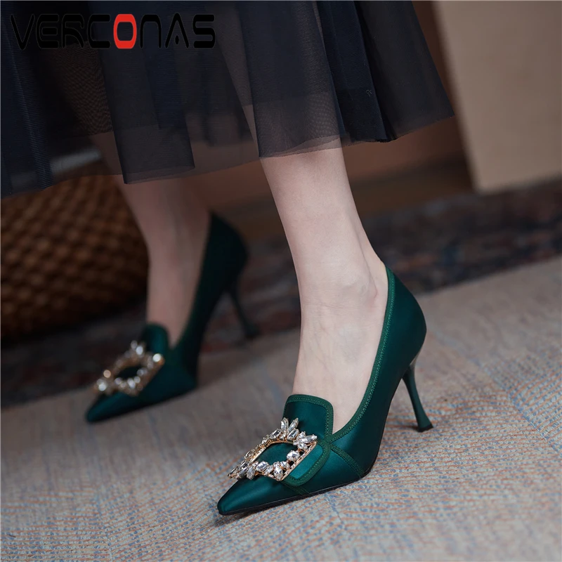 

VERCONAS зрелые модные женские туфли-лодочки весенне-летние офисные женские туфли для вечерние новые женские классические туфли со стразами и ...